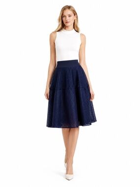 Structured Black Skirt NWOT Size M Elastic Waist Designer Dressy Formal